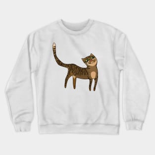 Happy Brown Tabby Cat Crewneck Sweatshirt